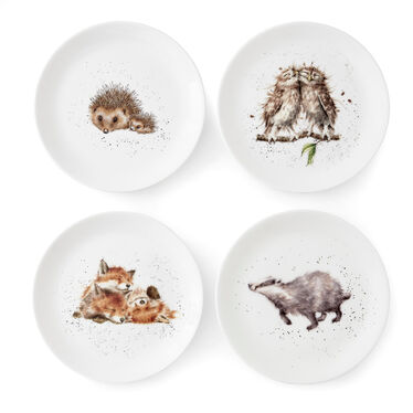 Wrendale Designs Coupe Plates S/4 Assorted. Badger, Hedgehog, Fox, Owl Wrendale Designs Coupe Plates S/4 Assorted. Badger, Hedgehog, Fox, Owl